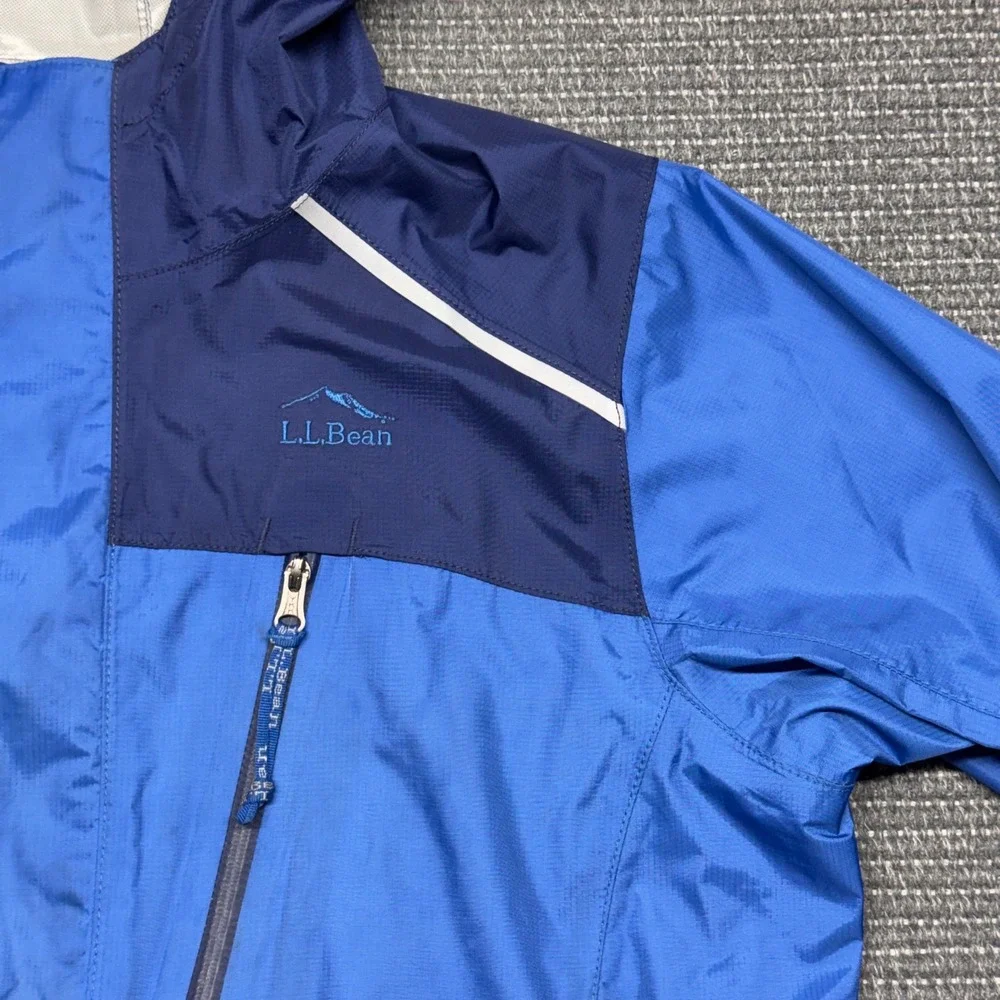 LL Bean Kids TEK2.5 Rain Jacket‎ Blue Waterproof Hooded Shell Size M 10-12